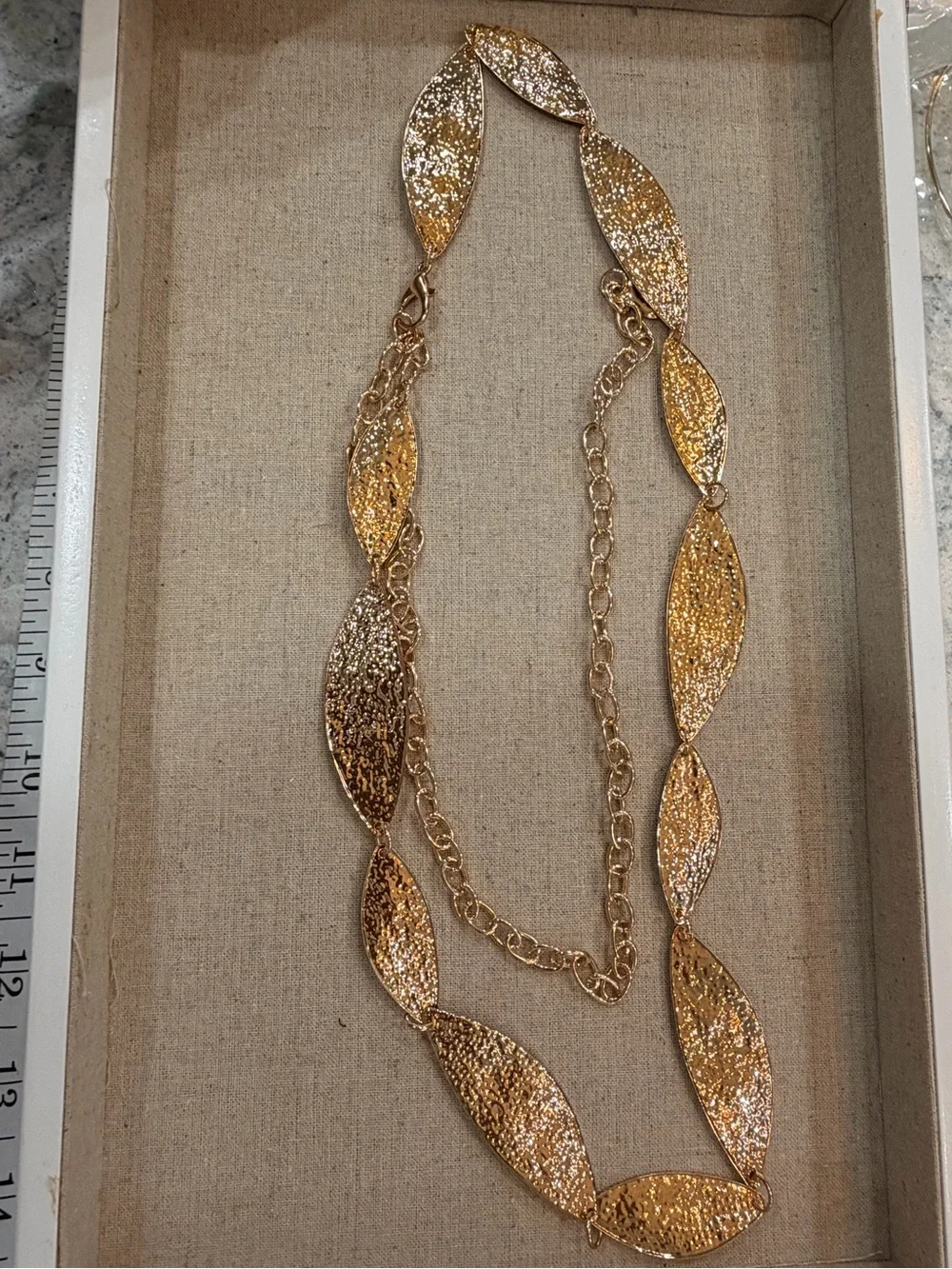 49 inch Textured Gold Leaf Chain Belt